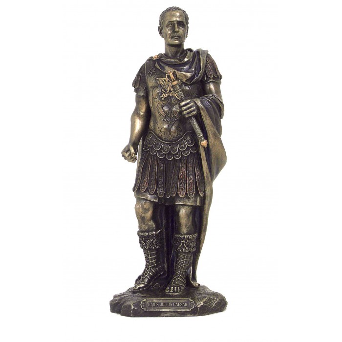 Statua Caio Giulio Cesare, in resina bronzata rifinita a mano altezza cm.25 Italfama Firenze. 