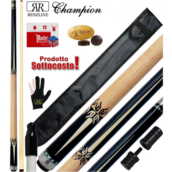 Renzline Champion KH10 Limited Edition stecca pro smontabile 2 pz., biliardo pool tutte le discipline cm. 147 punta  m.13. Corredo fodero  Basic, accessori, ricambi e omaggio. Speciale prezzo!