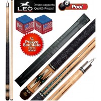 Biliardo Pool stecca semipro Leo Billiards Star Barton, smontabile 2pz. lunghezza cm.147. Punta in acero con cuoio diametro m.12,8, con foderino porta stecca in omaggio e accessori. 