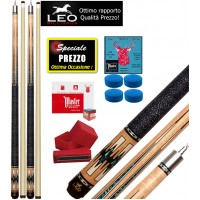 Biliardo Pool due (2) stecche semipro Leo Billiards Star Barton, smontabile 2pz. lunghezza cm.147. Punta in acero con cuoio diametro m.12,8, con 8 cuoi Elk Master di ricambio e un porta gesso magnetico. Offerta speciale per corredare il Vostro biliardo