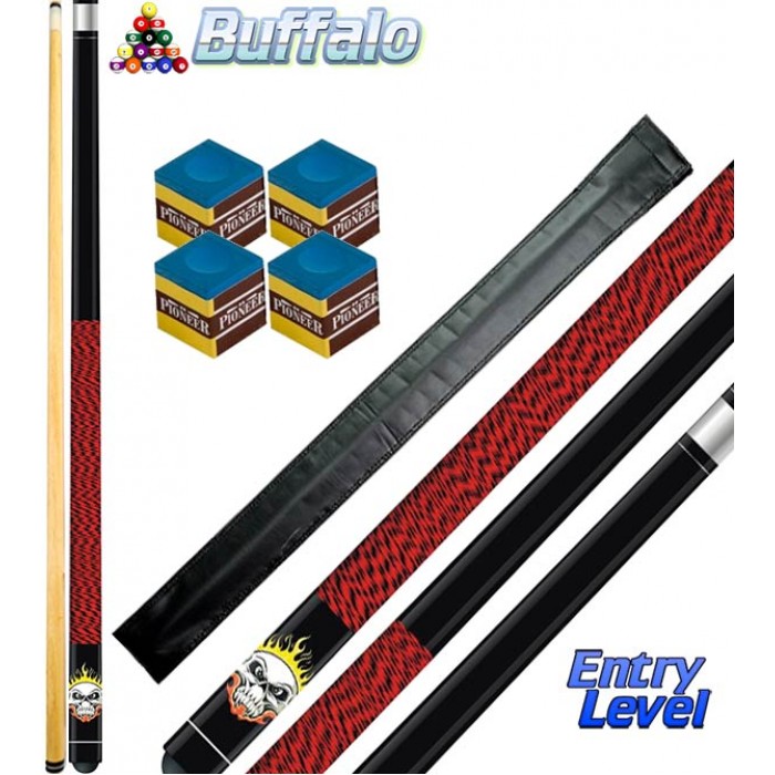 Buffalo Rocky stecca biliardo smontabile 2 pz. tutte le discipline pool. Lunghezza cm.145, punta  mm.12, con fodero a busta, accessori e omaggio.