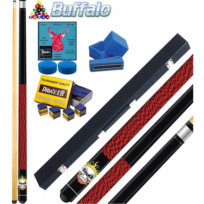 Buffalo Rocky stecca biliardo smontabile 2 pz. tutte le discipline pool. Lunghezza cm.145, punta  mm.12, con valigetta porta stecca, accessori e omaggio.