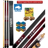 Stecca biliardo pool (carambola), coppia di stecche  Rodney Red smontabili 2 pz. Lunghezza cm.145, punta diametro m.12. Peso 18/19oz, con 2 fodero 1+1, accessori e ricambi omaggio. Offerta promozionale.