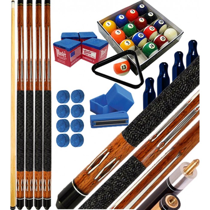 Buffalo Tycoon Brown kit 4 stecche biliardo pool cm.145, punta  mm.12, smont.li 2 pz. Bilie 57,2 pool, accessori, ricambi e omaggio, vedi dettagli.