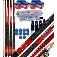 Buffalo Tycoon Rosso kit 4 stecche biliardo pool cm.145, punta  mm.12, smont.li 2 pz. accessori, ricambi e omaggio, vedi dettagli.