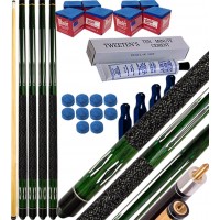 Buffalo Tycoon Verde kit 4 stecche biliardo pool cm.145, punta  mm.12, smont.li 2 pz. accessori, ricambi e omaggio, vedi dettagli.