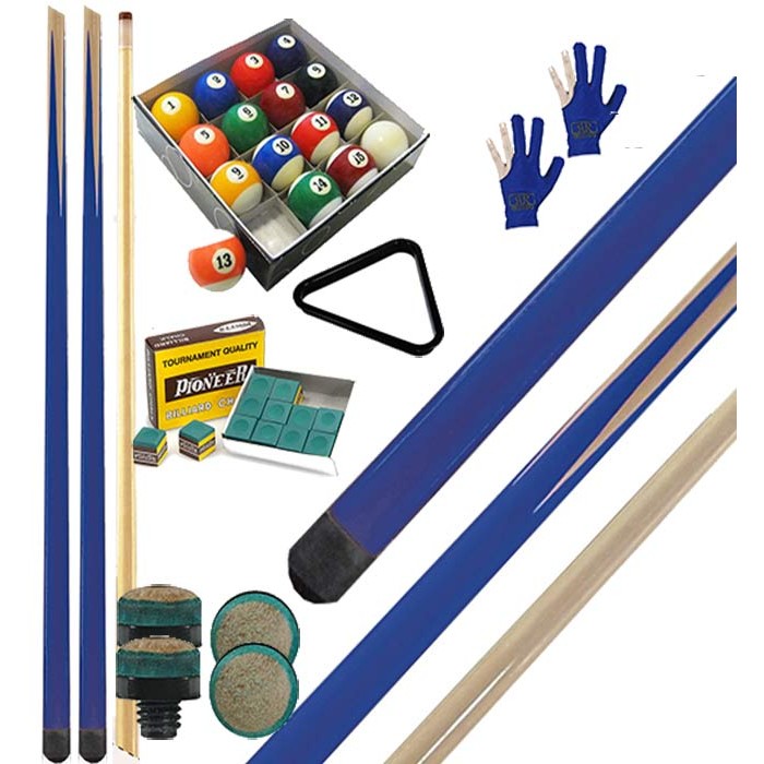 CPS Cassia 57 blu coppia stecche biliardo intere cm. 145, adatte a tutte le discipline in abbinamento ad un set di biglie pool 57,2  e a due guanti da biliardo, con ricambi e omaggi.