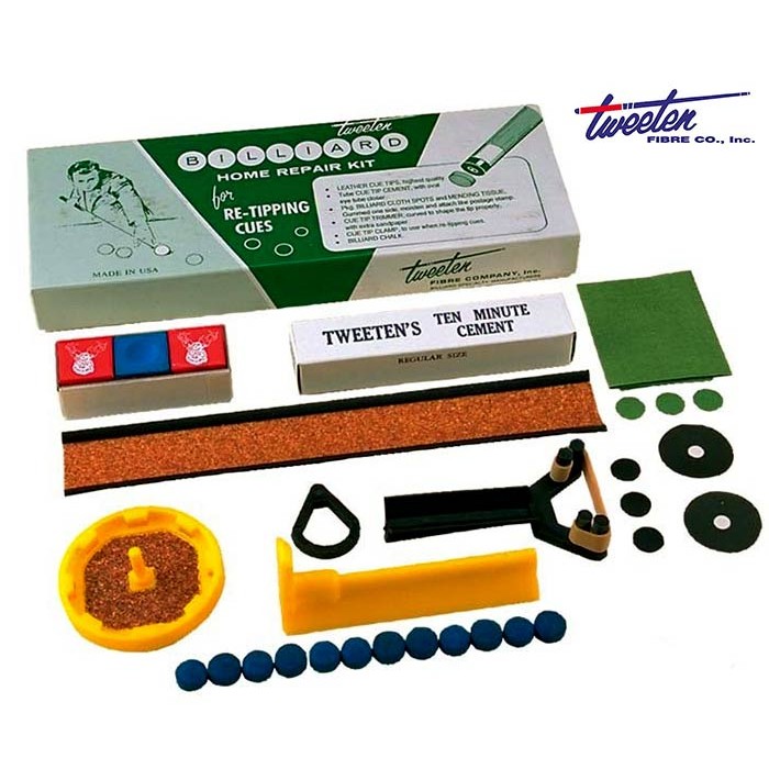 Home Repair Kit Tweeten Fibre USA per stecca biliardo, riparazione e manutenzione stecca e panno biliardo.