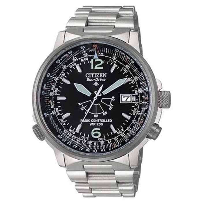 Citizen AS2020-53E Pilot Radiocontrollato Acciaio, quadrante nero