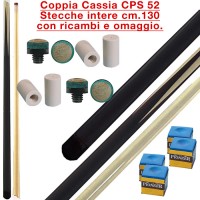 CPS Cassia 52  coppia stecche intere cm.130 per biliardo tutte le discipline con ricambi e omaggio.