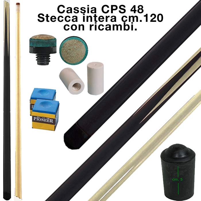 CPS Cassia 48 stecca intera cm.120 biliardo tutte le discipline con cuoi, ghiere-ferule e paracolpo di ricambio. Gessi in omaggio.