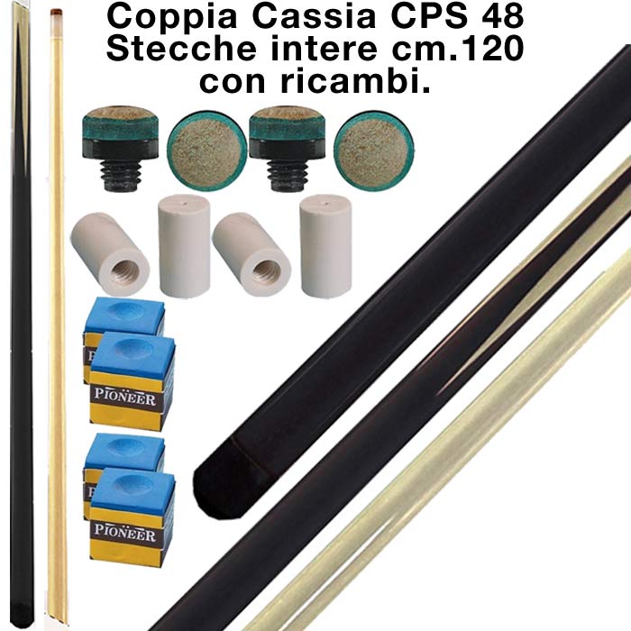 CPS Cassia 48 coppia stecche intere cm.120 per biliardo tutte le discipline con ricambi e omaggio